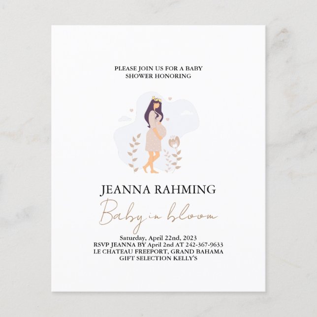 Bébé mignon dans Baby shower en fleur Invitation (Devant)