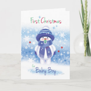 Bébé mignon de neige, ęr Noël, carte de bébé