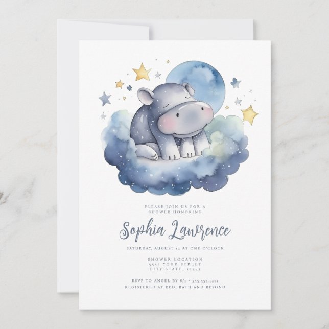 Bébé mignon Eléphant Baby shower Invitation (Devant)