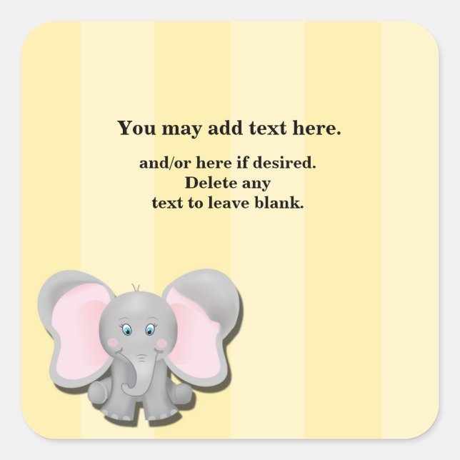 Bébé mignon Eléphant Douche Anniversaire Sticker d (Devant)