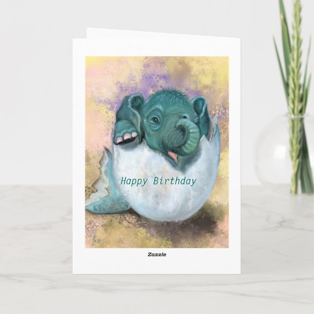 Bébé mignon éléphant drôle carte d'anniversaire (Dos)