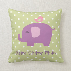 Bébé mignon éléphant et oiseau Coussin personnalis