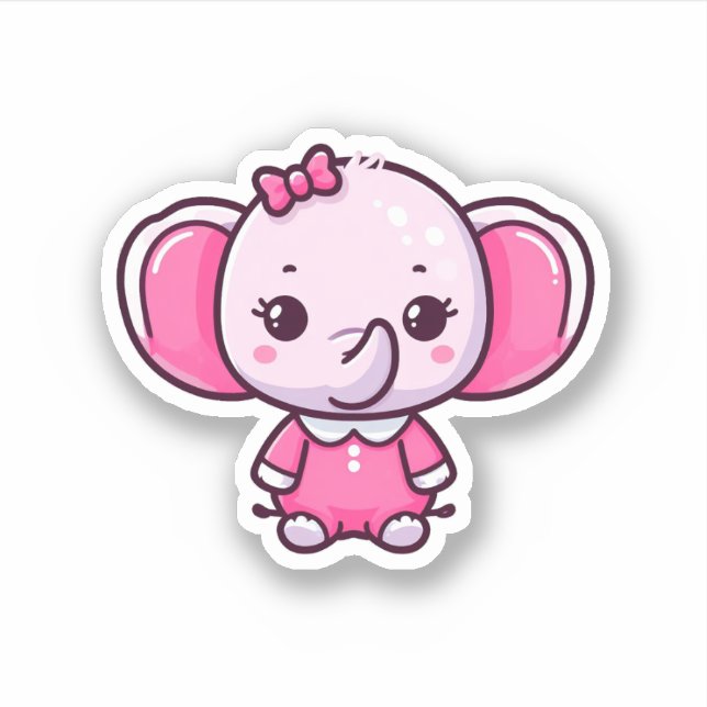 Bébé mignon Eléphant rose Coupe Sticker en vinyle  (Devant)