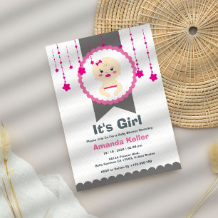 Bébé mignon fille douche Invitation