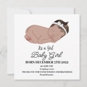 Bébé mignon fille Faire-part de naissance