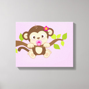 Bébé mignon Fille Singe Imprimantes en toile