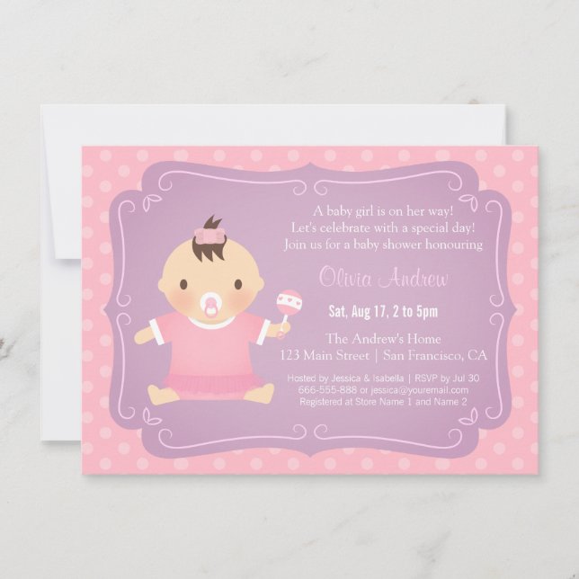 Bébé mignon fille Tutu Bébé Douche Invitations (Devant)