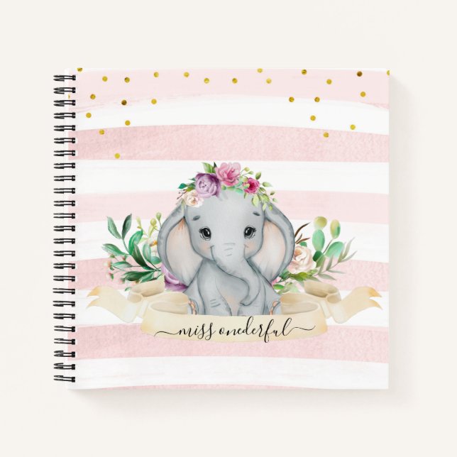 Bébé mignon Fleurs d'éléphant Journal quotidien en (Devant)