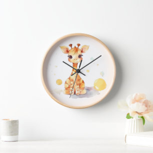 Bébé mignon Giraffe Horloge murale