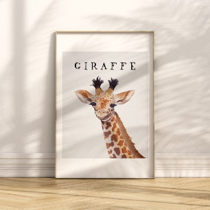 Bébé mignon Giraffe Portrait Poster pour enfants