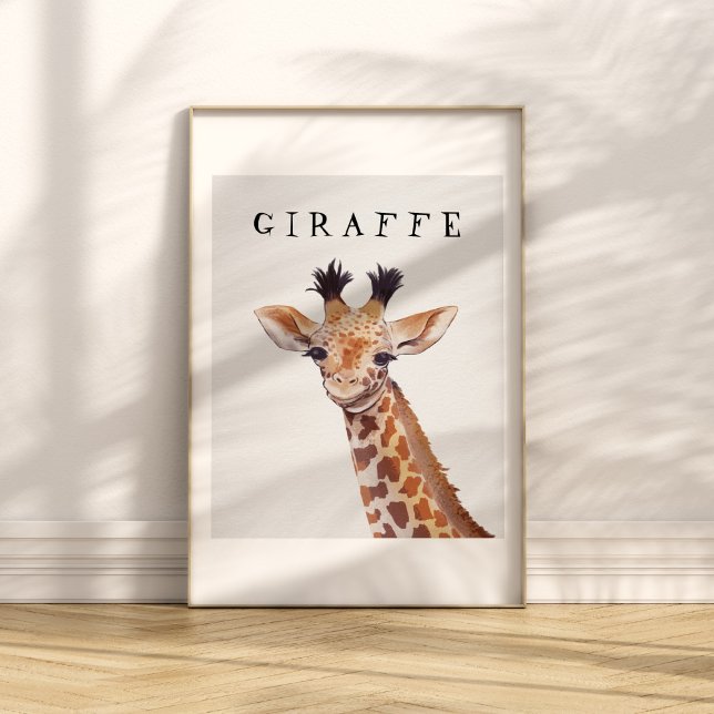 Bébé mignon Giraffe Portrait Poster pour enfants (Créateur téléchargé)