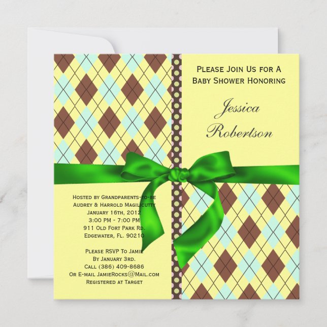 Bébé mignon Invitation à la douche neutre (Devant)