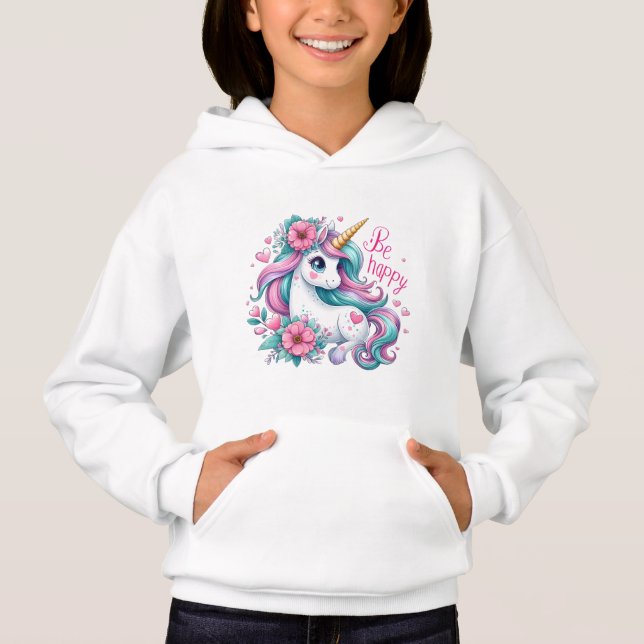 Bébé mignon licorne avec fleurs pour femmes et fil (Devant)