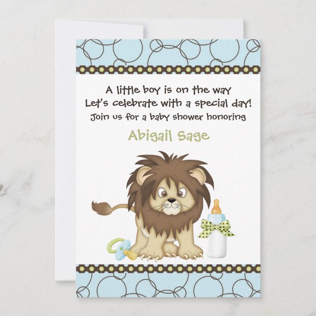 Bébé mignon Lion garçons Baby shower Invitation (Devant)