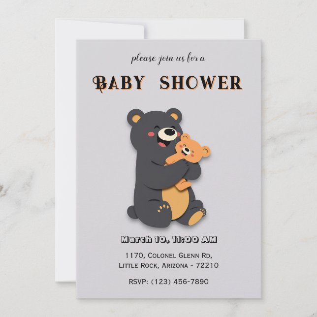 Bébé mignon Ours avec maman Ourson Carte de Douche (Devant)