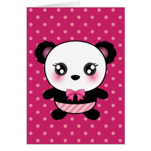 Bébé mignon Panda Ours Pois rose Motif