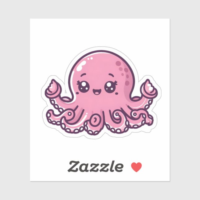 Bébé mignon Pink Octopus Stickers Vinyl Coupé sur  (Feuille)