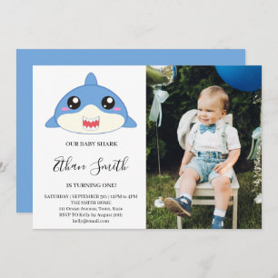 Bébé mignon requin Anniversaire Photo Invitation