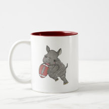 Bébé mignon Rhino American Football Nom Mug