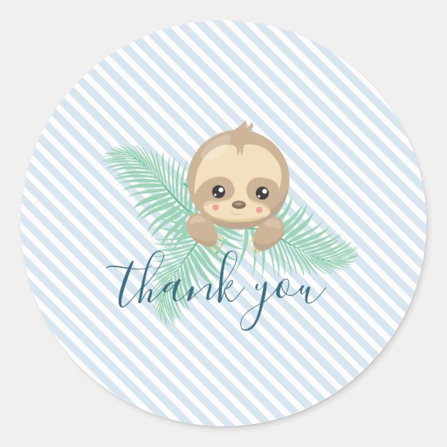 Bébé mignon Sloth Stickers de fête d'anniversaire (Devant)