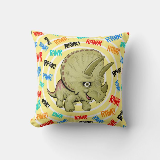 Bébé mignon Tricératops Coussin RAWR (Recto)