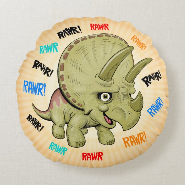 Bébé mignon Tricératops Coussin RAWR (Devant)
