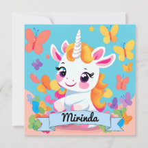 Bébé mignon Unicorn Butterfly Nom personnalisé