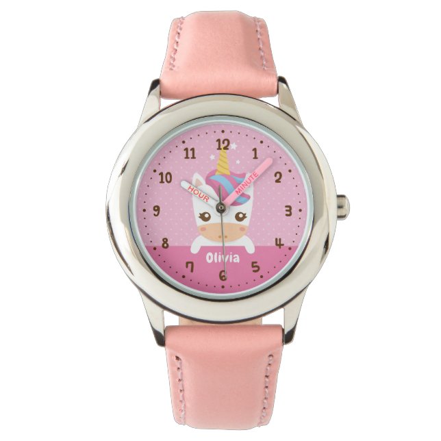 Bébé mignon Unicorn Filles Enfants Montre Personna (devant)