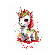 Bébé mignon Unicorn Nom personnalisé Poster