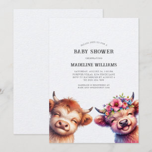 Bébé mignon vaches Highland Baby shower Invitation
