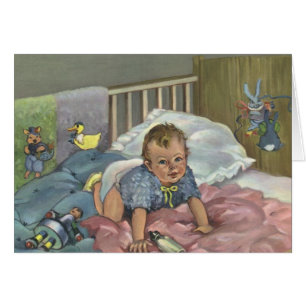 Bébé mignon vintage jouant dans un berceau, heure