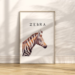Bébé mignon Zebra dessin Enfants Poster