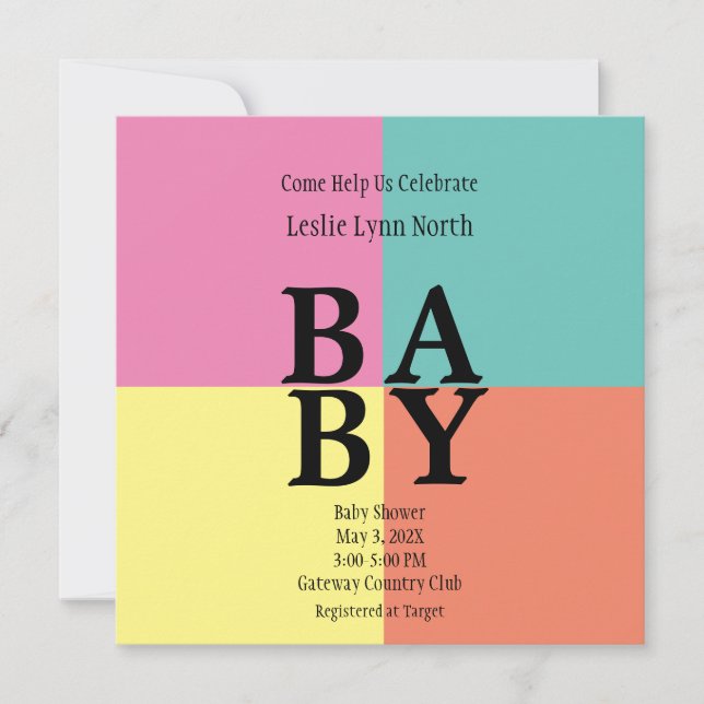 BÉBÉ moderne Blocs colorés Invitation douche (Devant)