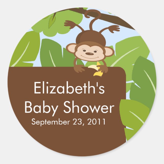 Bébé Monkey Jungle Baby shower Safari Sticker (Devant)