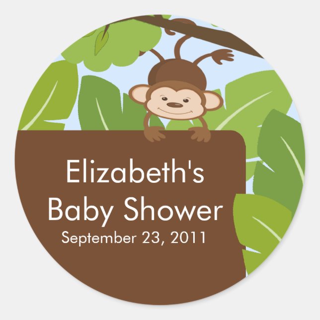 Bébé Monkey Jungle Baby shower Safari Sticker (Devant)