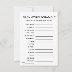 Bébé mot scramble baby shower jeu