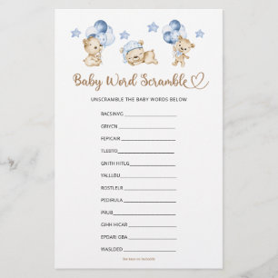 Bébé Mot Scramble Bear Baby shower Garçon