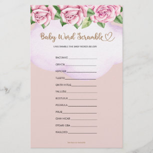 Bébé Mot Scramble Bear Girl Baby shower