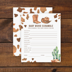 Bébé Mot Scramble Cowboy Baby shower
