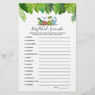 Bébé Mot Scramble Dinosaur Baby shower Jeu