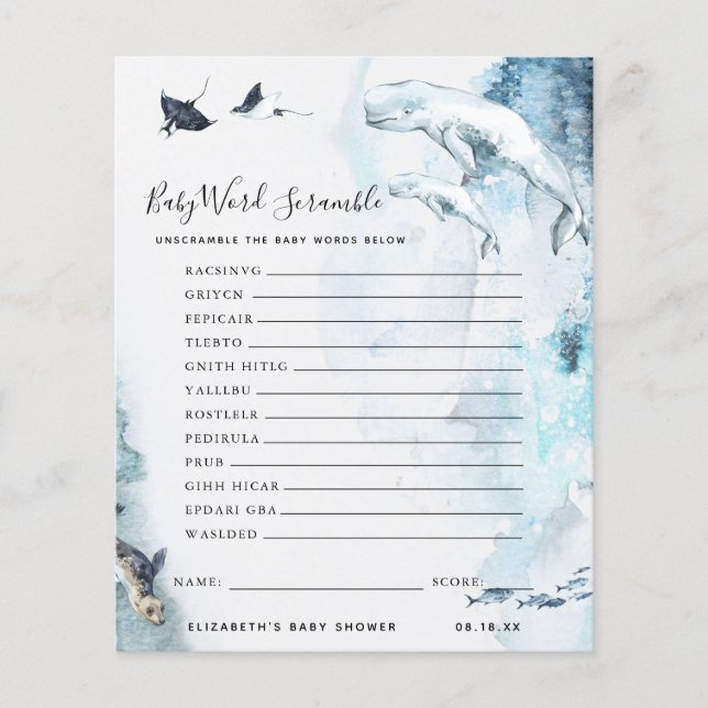 Bébé Mot Scramble | Jeu Baby shower (Devant)