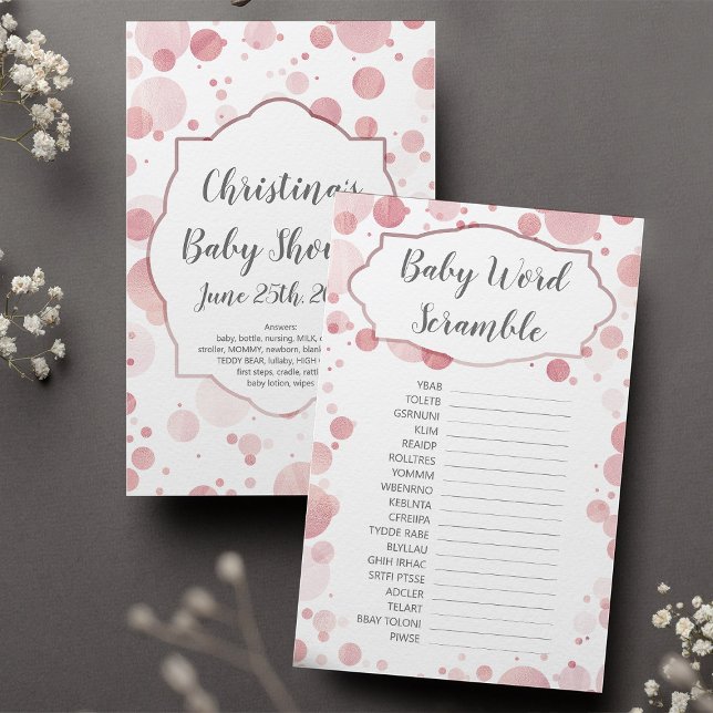 Bébé Mot Scramble Rose Pale Rose Jeu de Douche Or (Créateur téléchargé)