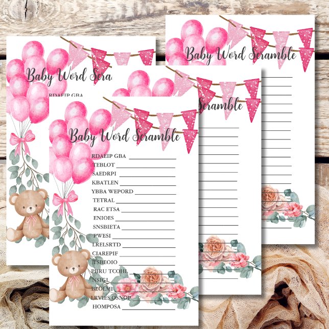 Bébé Mot Scramble Sweet Girl Balloon Eucalyptus (Créateur téléchargé)