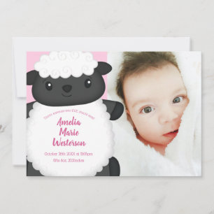 Bébé mouton rose Faire-part