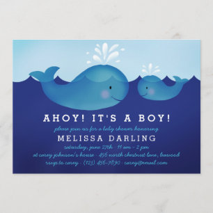 Bébé Nautique Cute Douche Invitations   Baleine bl