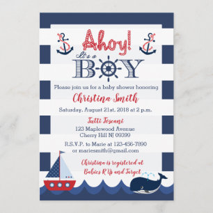 Bébé Nautique Douche Invitations Garçon