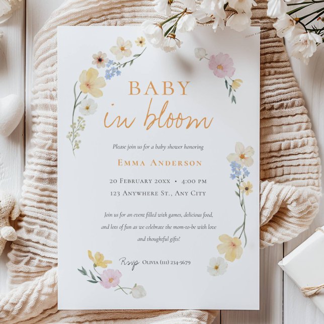 Bébé neutre en fleur baby shower Invitation (Créateur téléchargé)