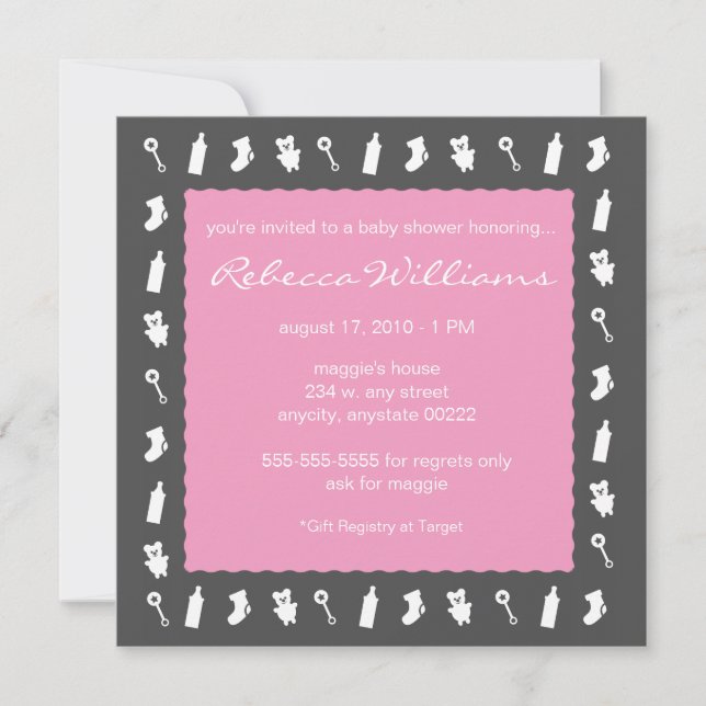 Bébé noir et rose Invitation (Devant)