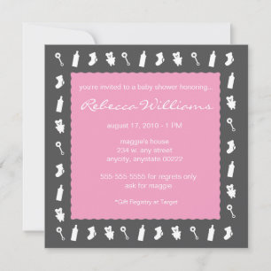 Bébé noir et rose Invitation