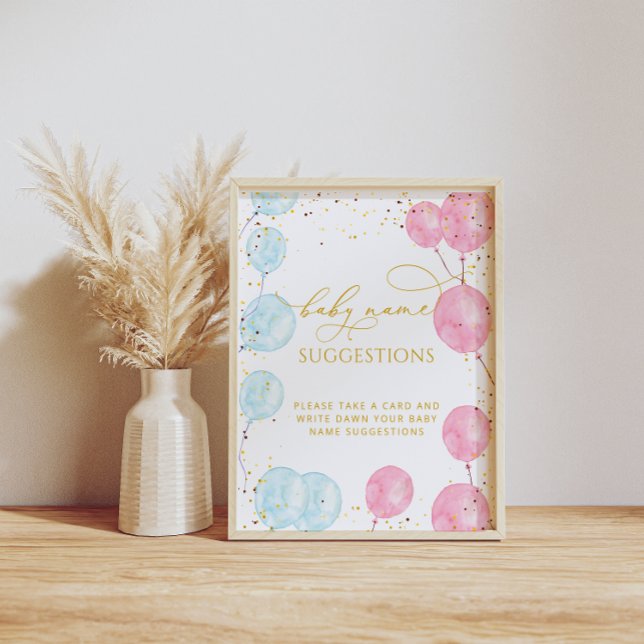 Bébé Nom Suggestions Genre Reveal Poster (Créateur téléchargé)